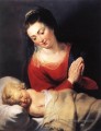 Vierge à l’adoration devant le Christ Enfant Baroque Peter Paul Rubens